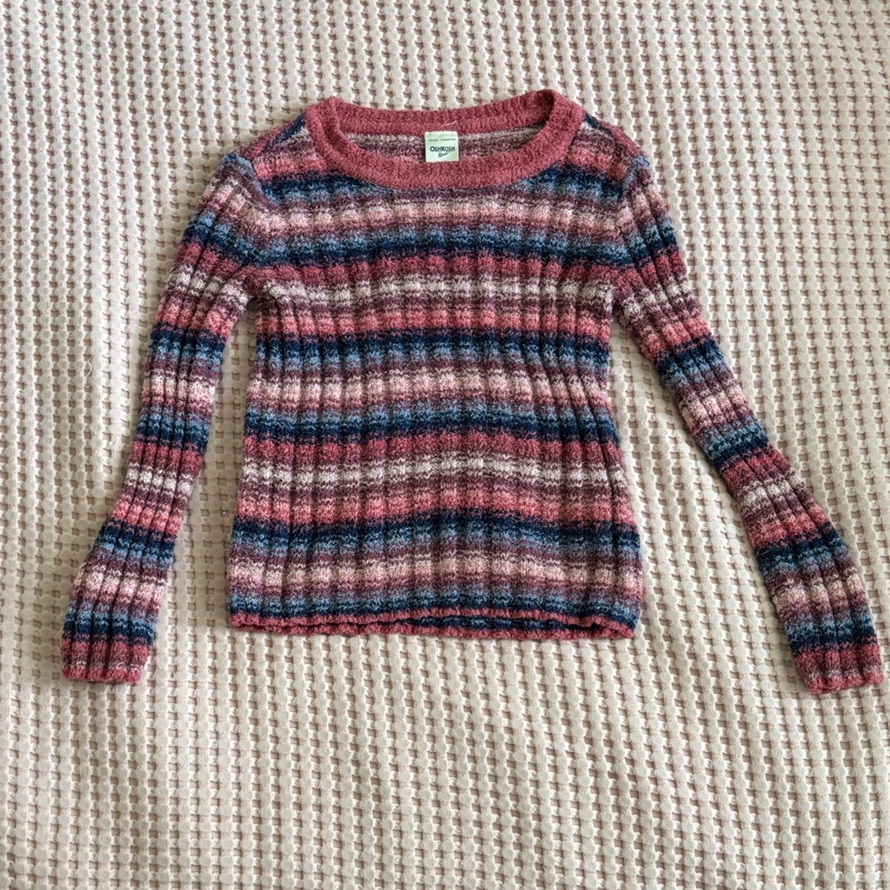 GAP Pink and Blue Striped Sweater